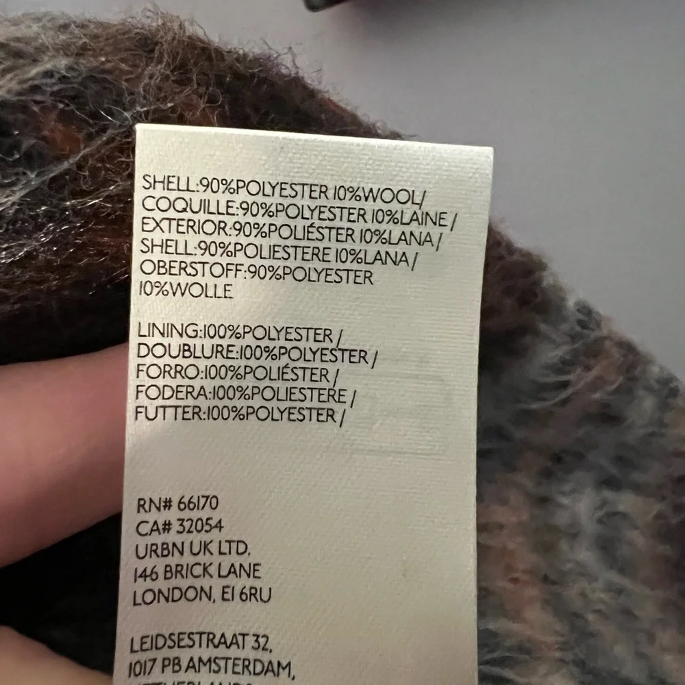 Mauve Anthropologie Brown/Orange Plaid Wool Jacket